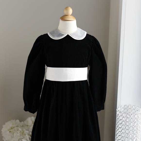 RARE Strasburg Dress Black Velvet Ivory Silk Sash Special Occasion Wedding NWT - Picture 5 of 7